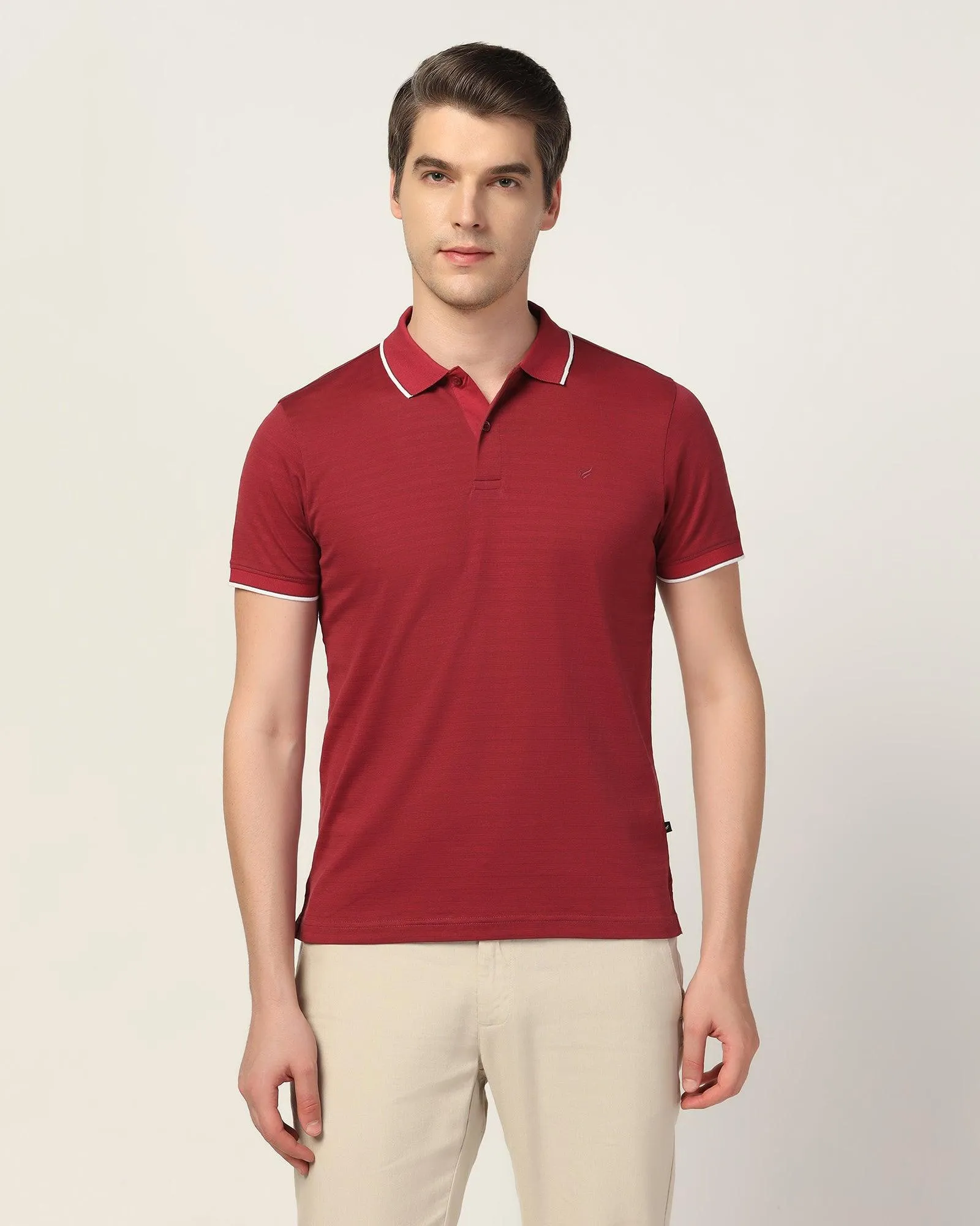 Polo Apple Red Textured T-Shirt - Kiyo