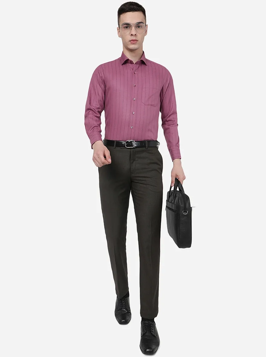 Purple Striped Slim Fit Formal Shirt | Greenfibre