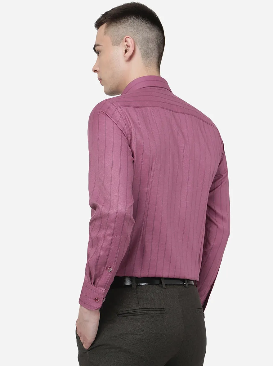 Purple Striped Slim Fit Formal Shirt | Greenfibre