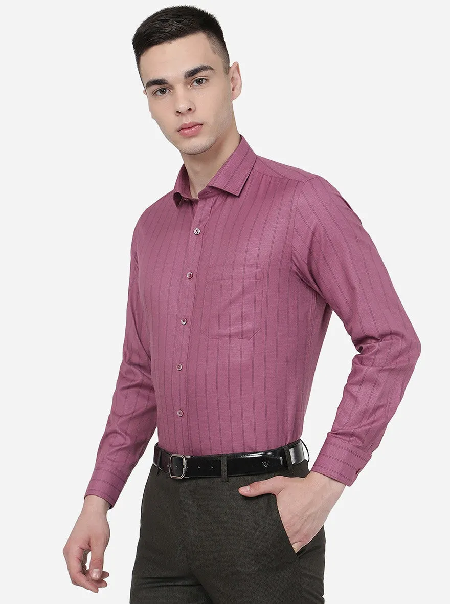 Purple Striped Slim Fit Formal Shirt | Greenfibre