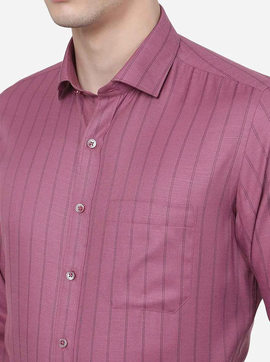 Purple Striped Slim Fit Formal Shirt | Greenfibre