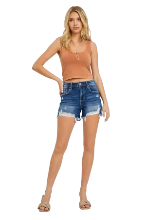 RISEN Full Size High Rise Distressed Denim Shorts