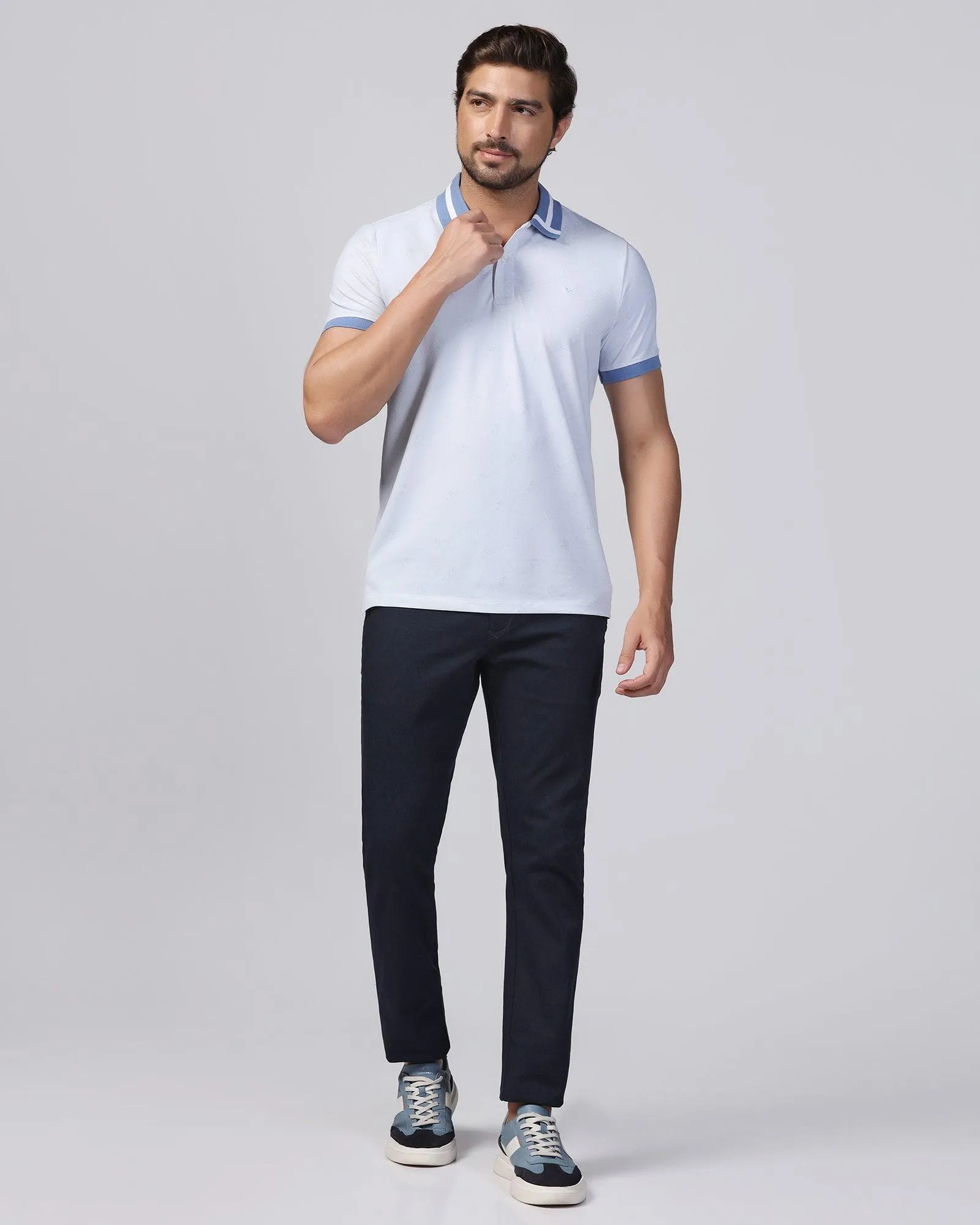 Slim Comfort B-95 Casual Navy Textured Khakis - Tark