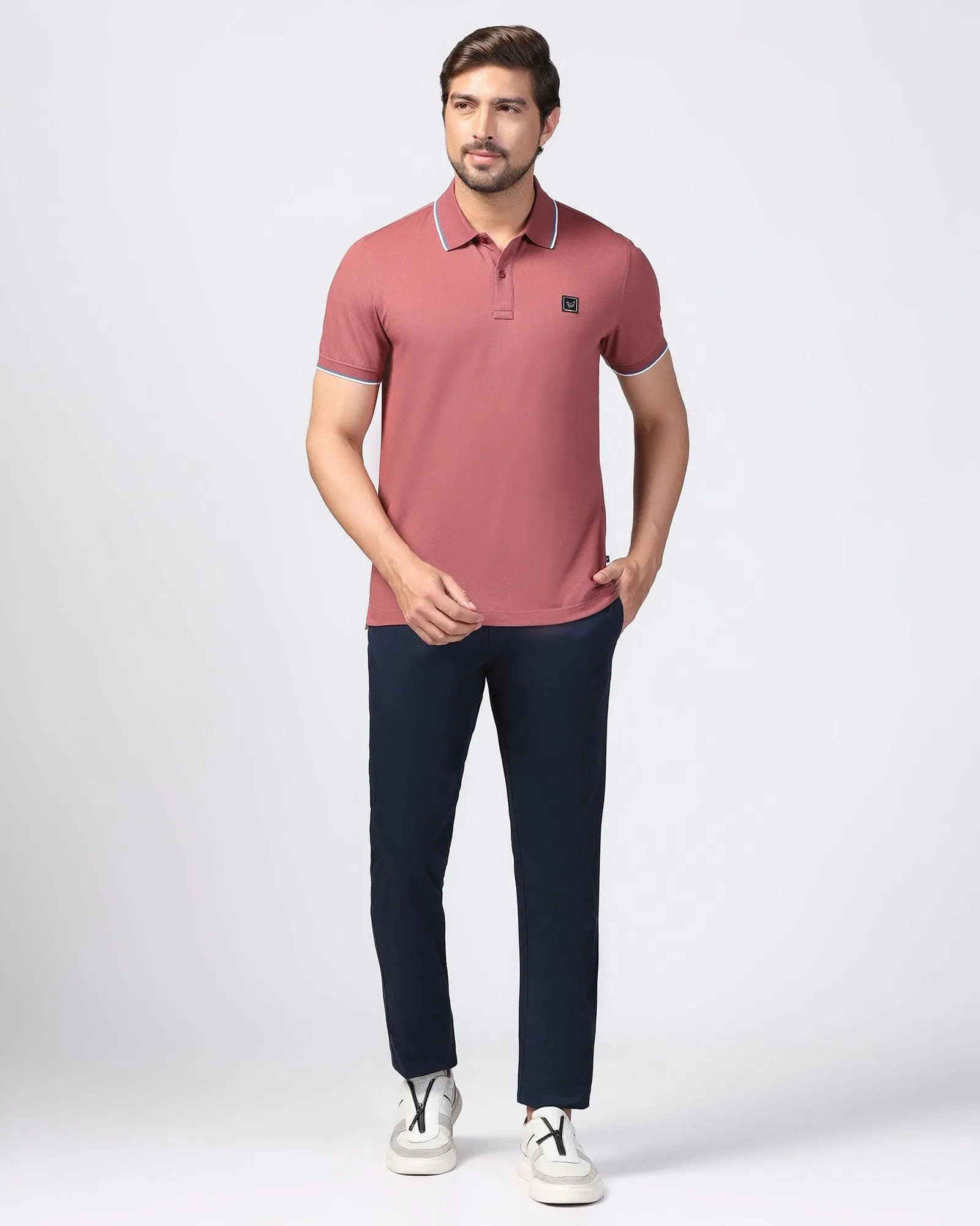 Slim Fit B-91 Casual Navy Solid Khakis - Marico