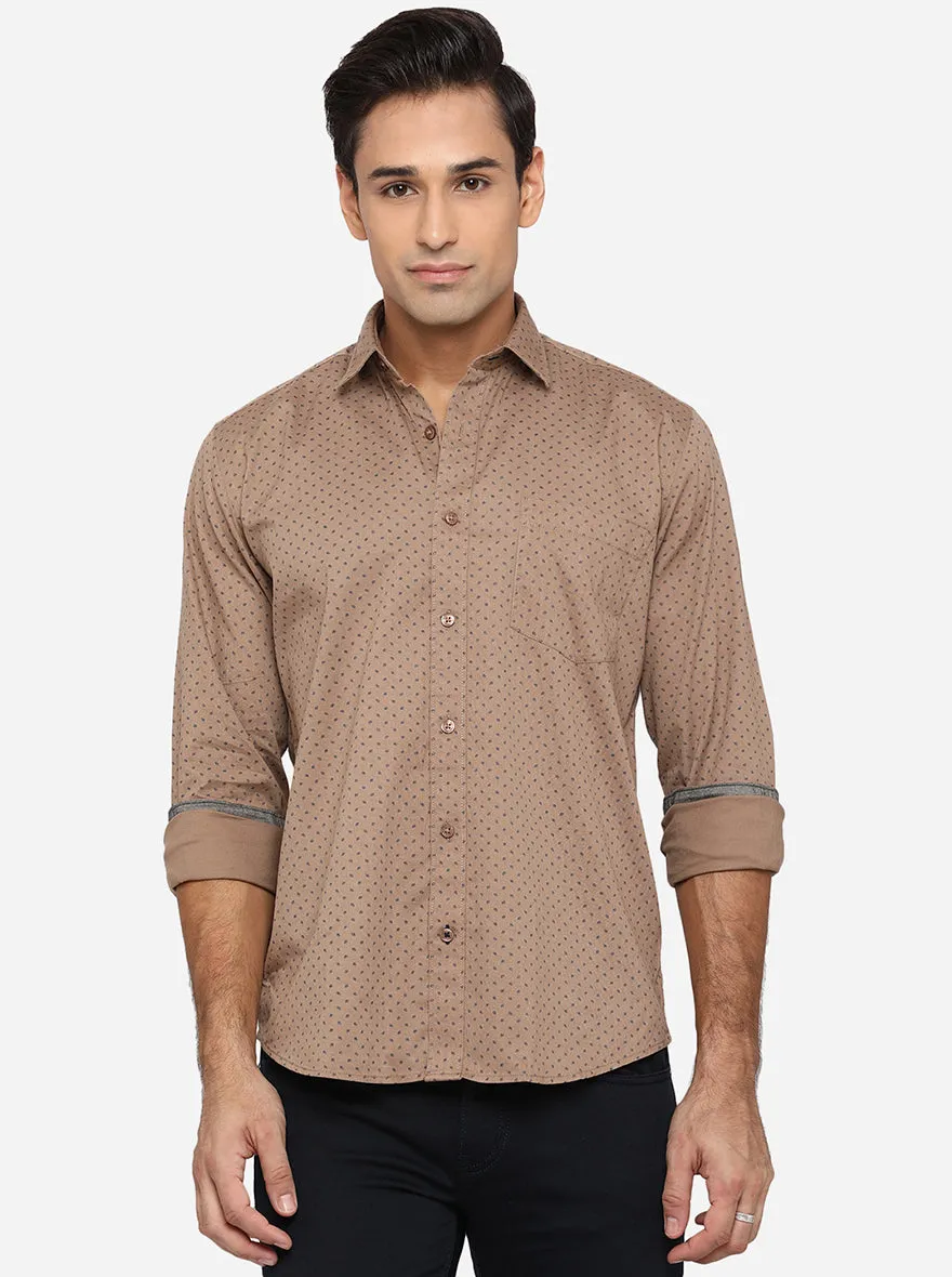 Snap Brown Printed Smart Fit Casual Shirt | Greenfibre