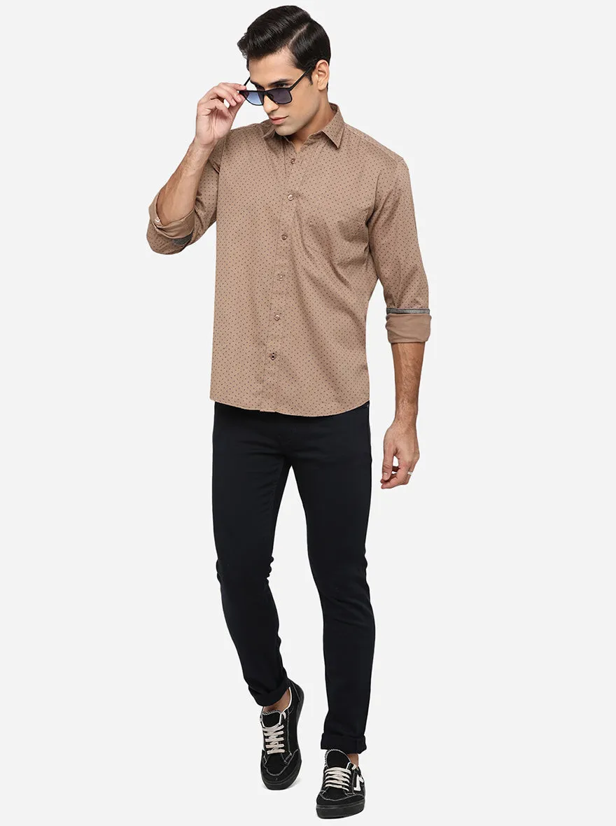 Snap Brown Printed Smart Fit Casual Shirt | Greenfibre