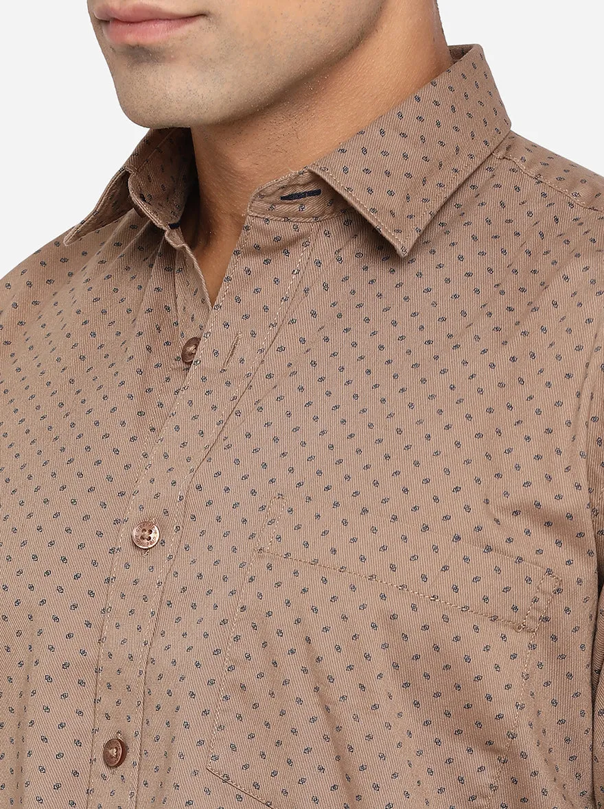 Snap Brown Printed Smart Fit Casual Shirt | Greenfibre