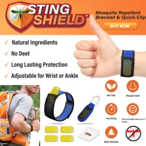 Sting Shield Mosquito Repellent Bracelet & Quick Clip (Blue)