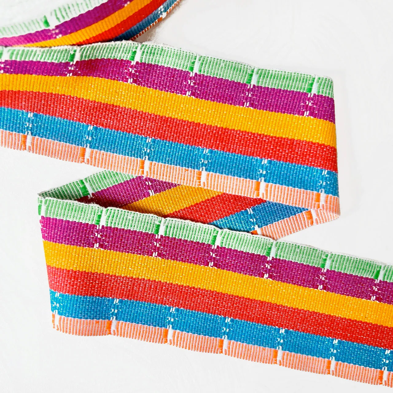 Striped Cotton Woven Webbing Ribbon 2.5" - Multiple Colorways