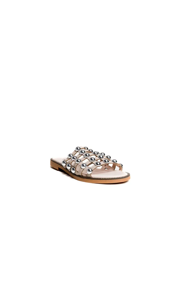 Studded Caged Open Toe Sliders