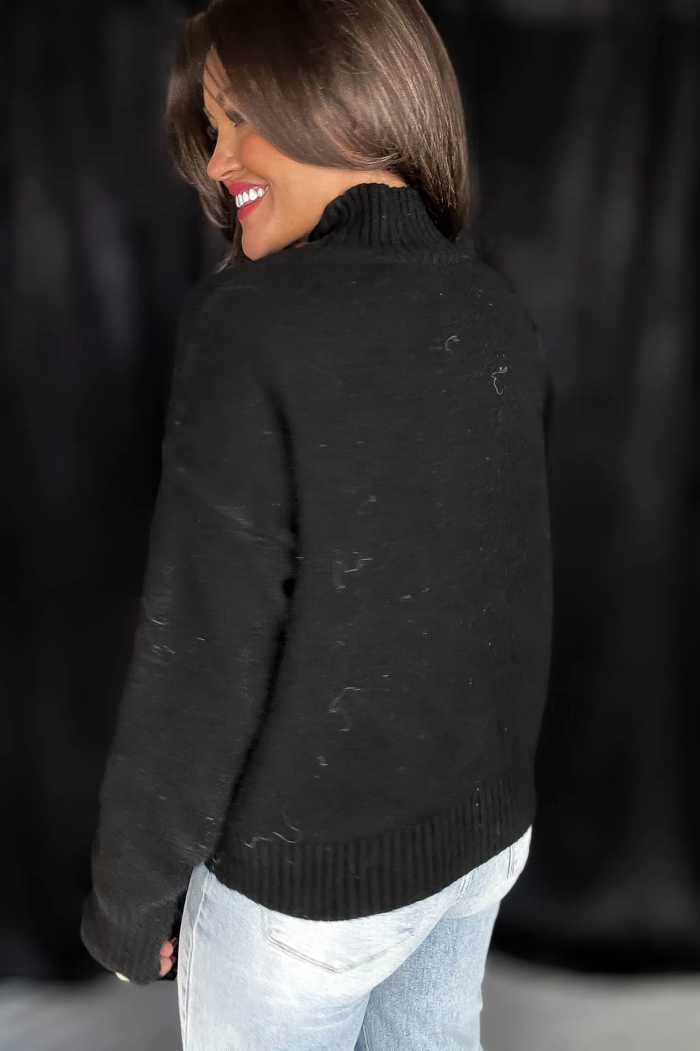 Super Stylish Black High-Neck Sweater