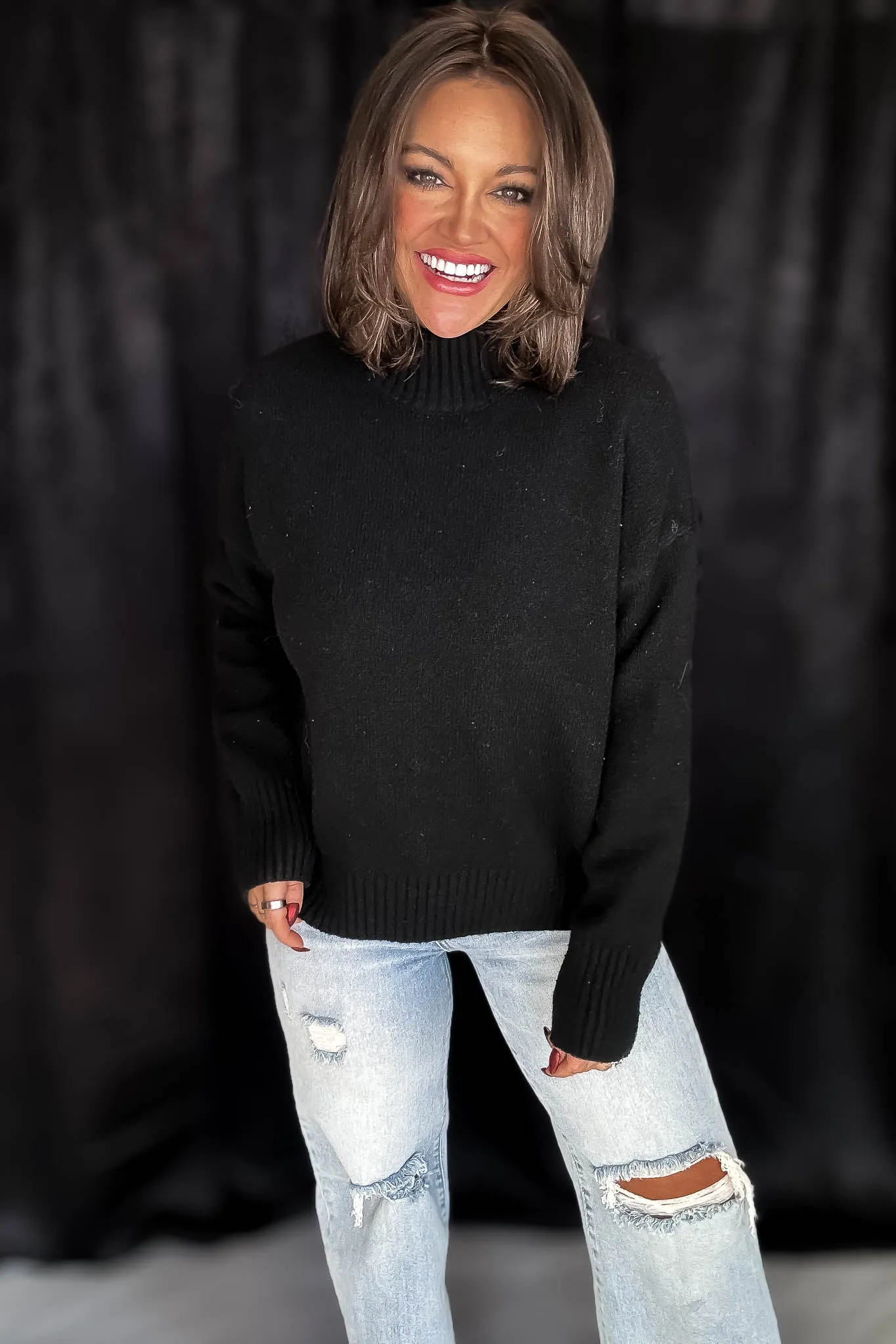 Super Stylish Black High-Neck Sweater