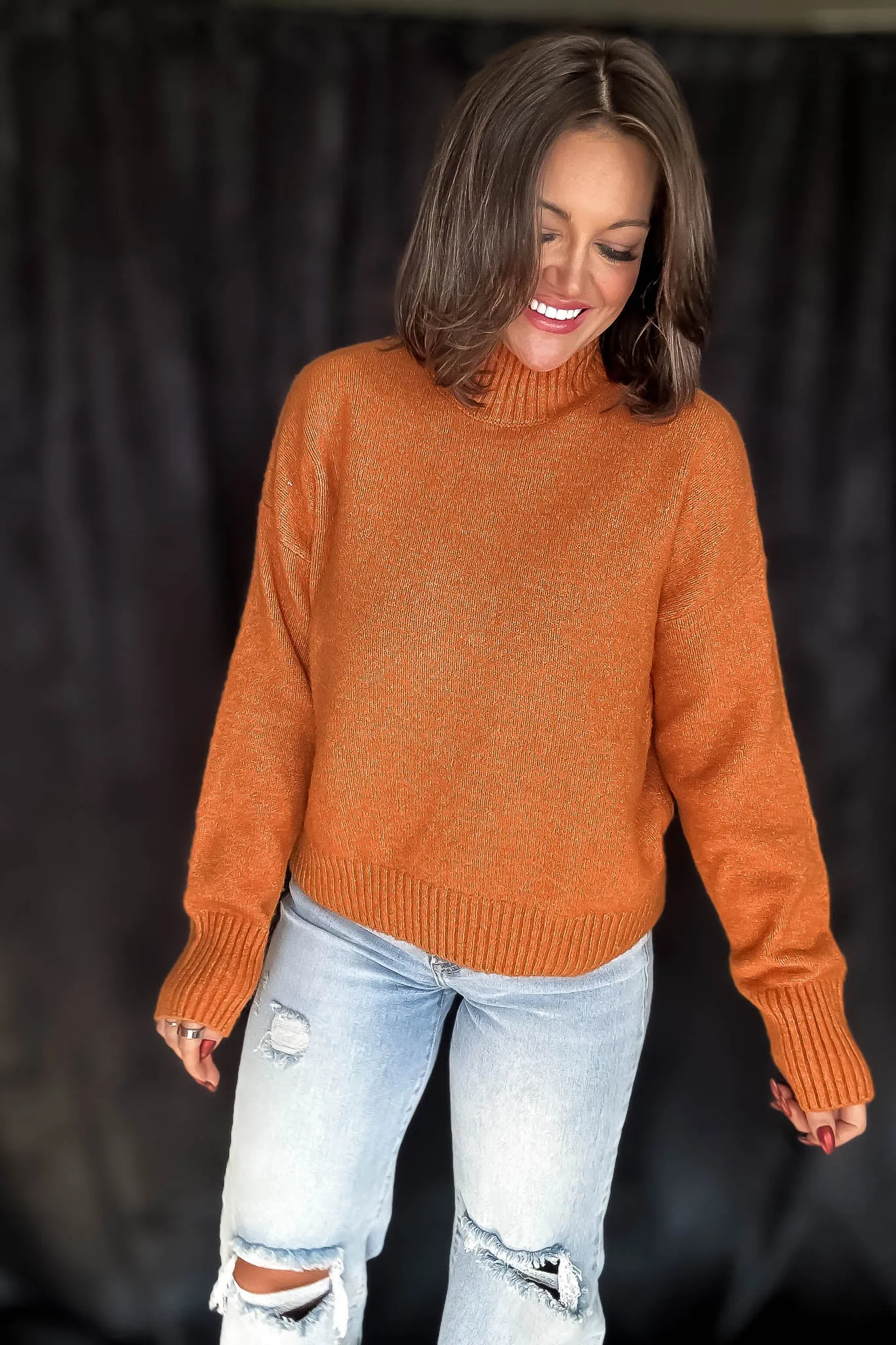 Super Stylish Orange High-Neck Sweater