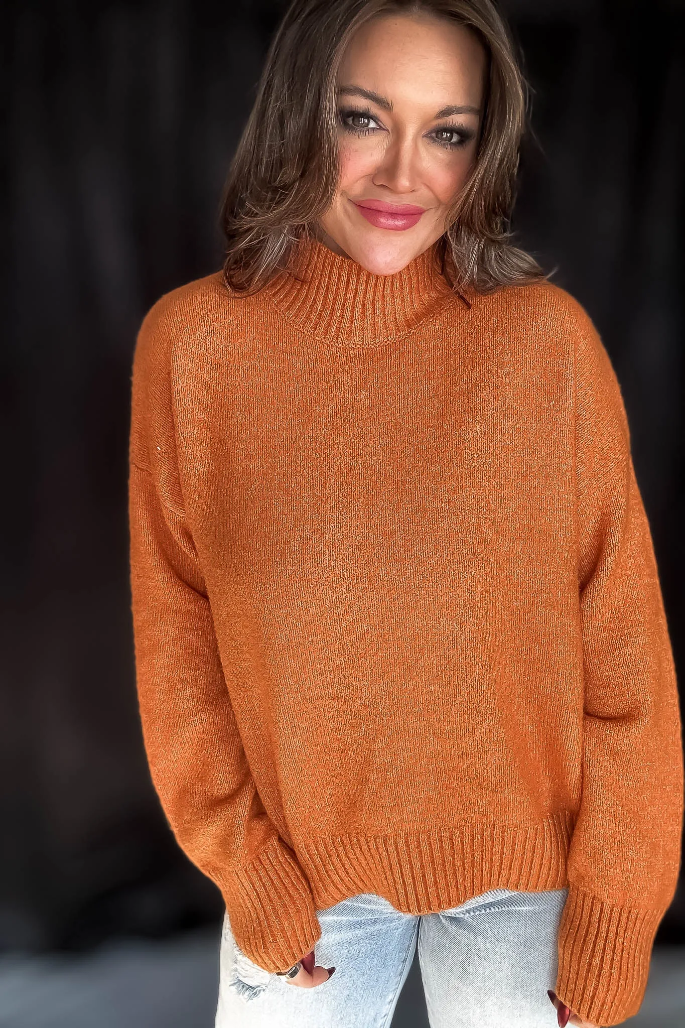 Super Stylish Orange High-Neck Sweater