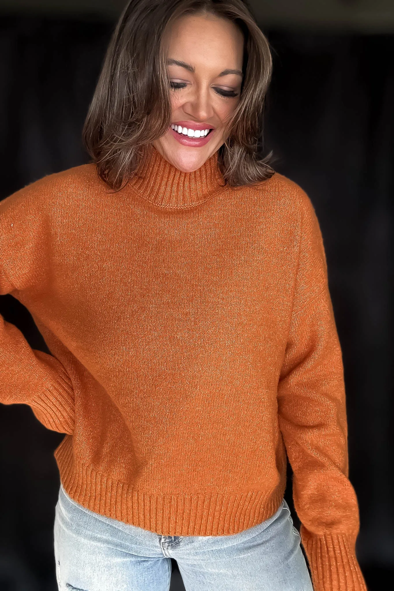 Super Stylish Orange High-Neck Sweater