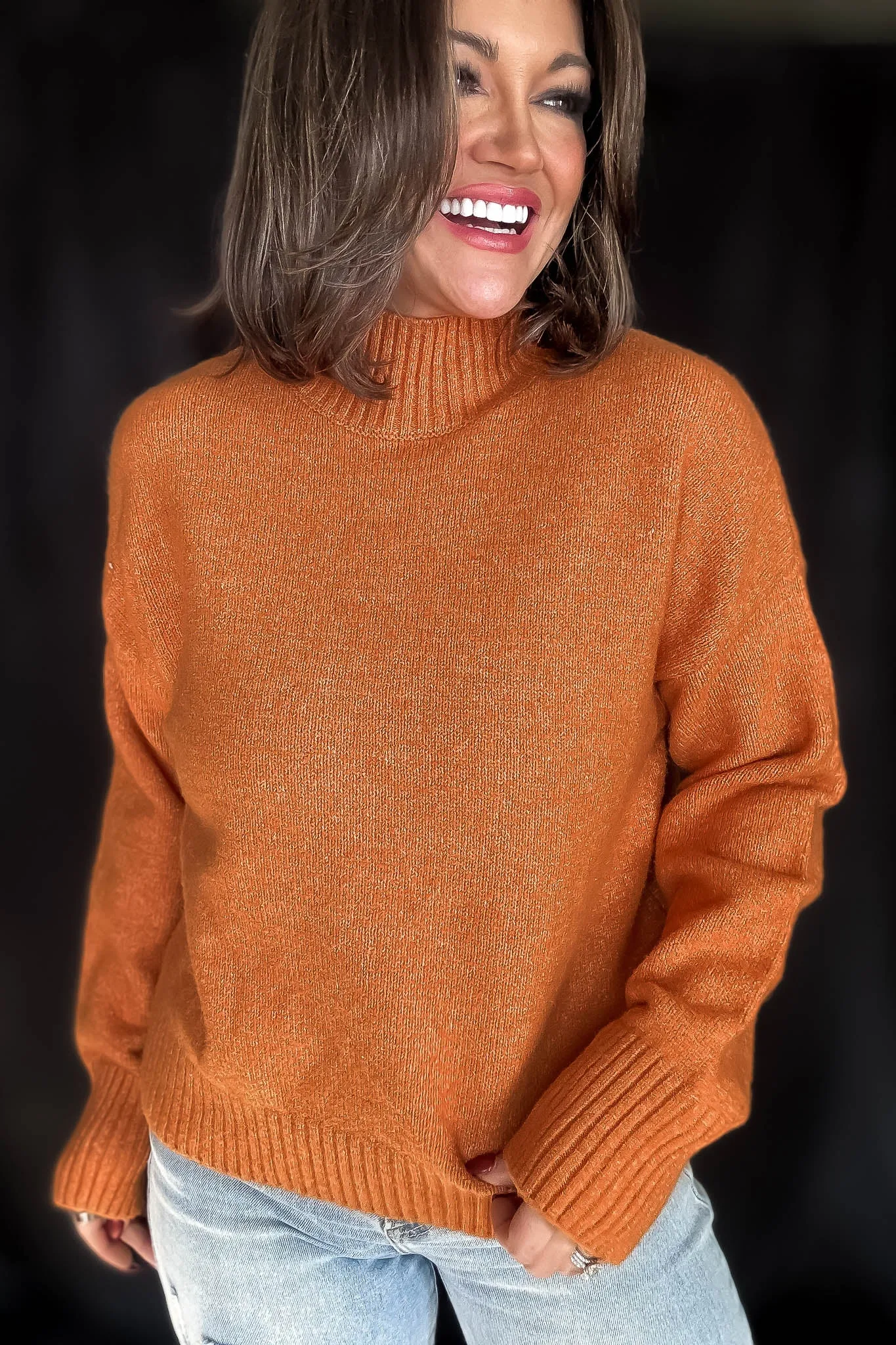 Super Stylish Orange High-Neck Sweater