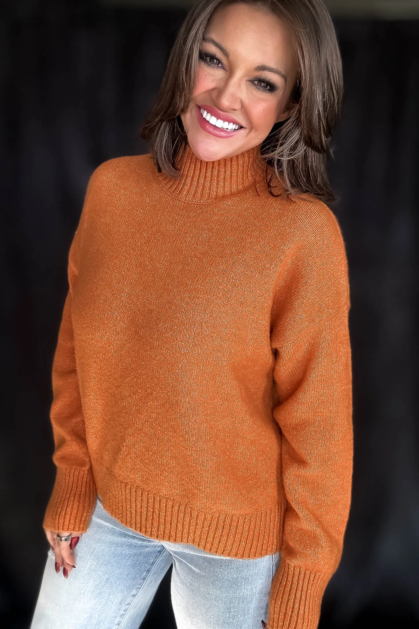 Super Stylish Orange High-Neck Sweater