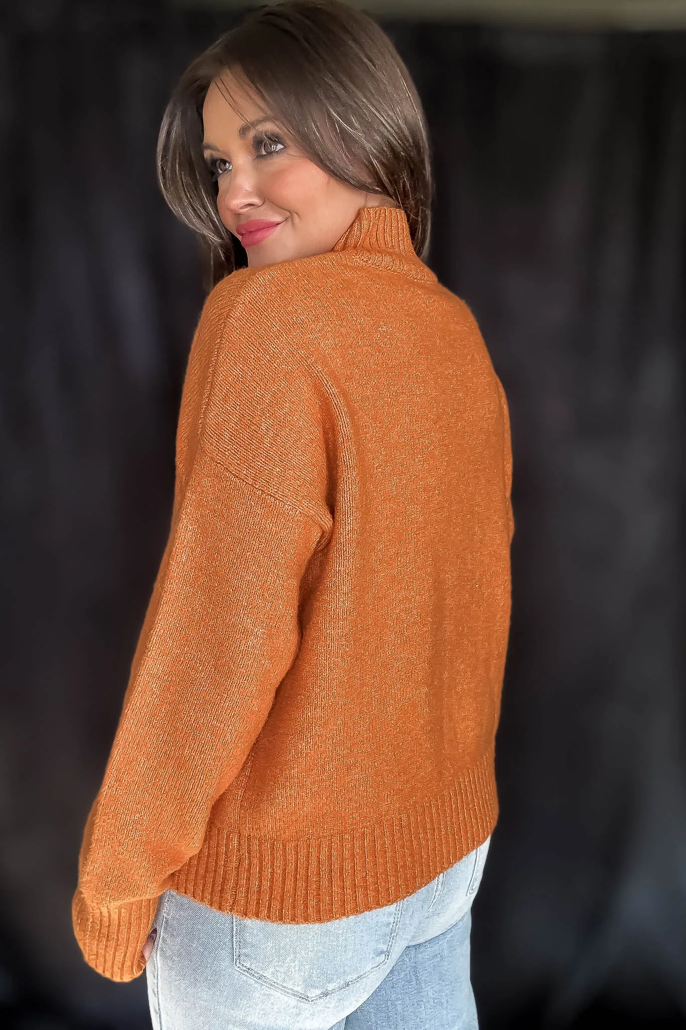 Super Stylish Orange High-Neck Sweater