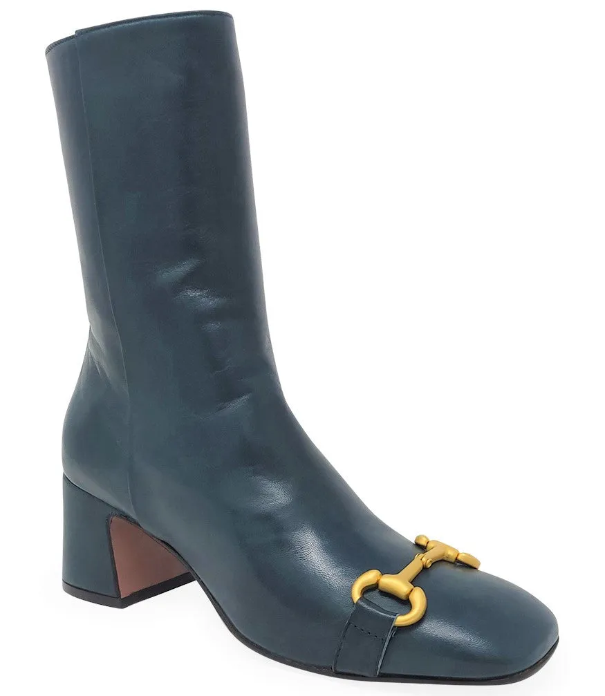 Teal Leather Back Stripe Boot