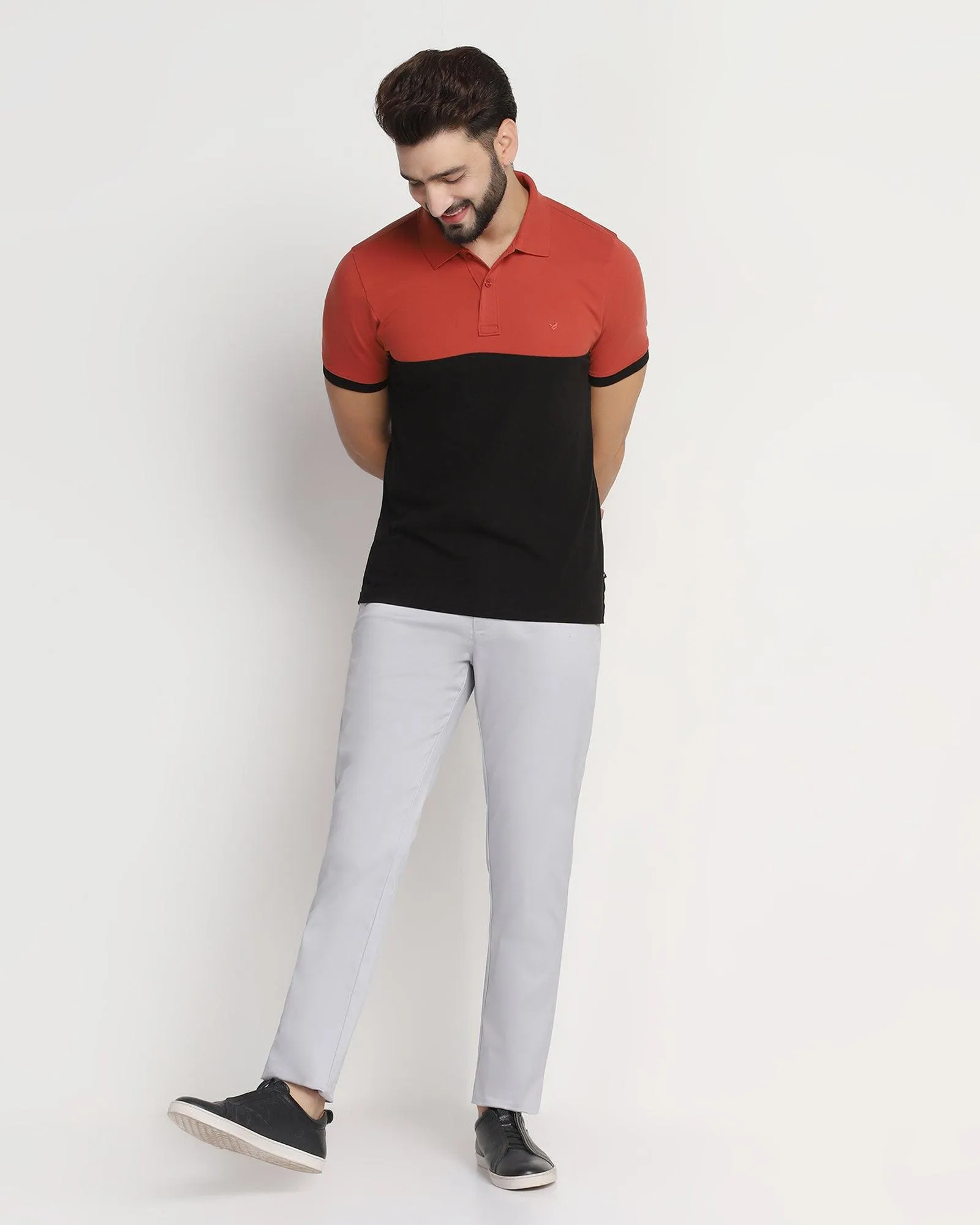 Temp Tech Slim Comfort Casual Grey Solid Khakis - Henry