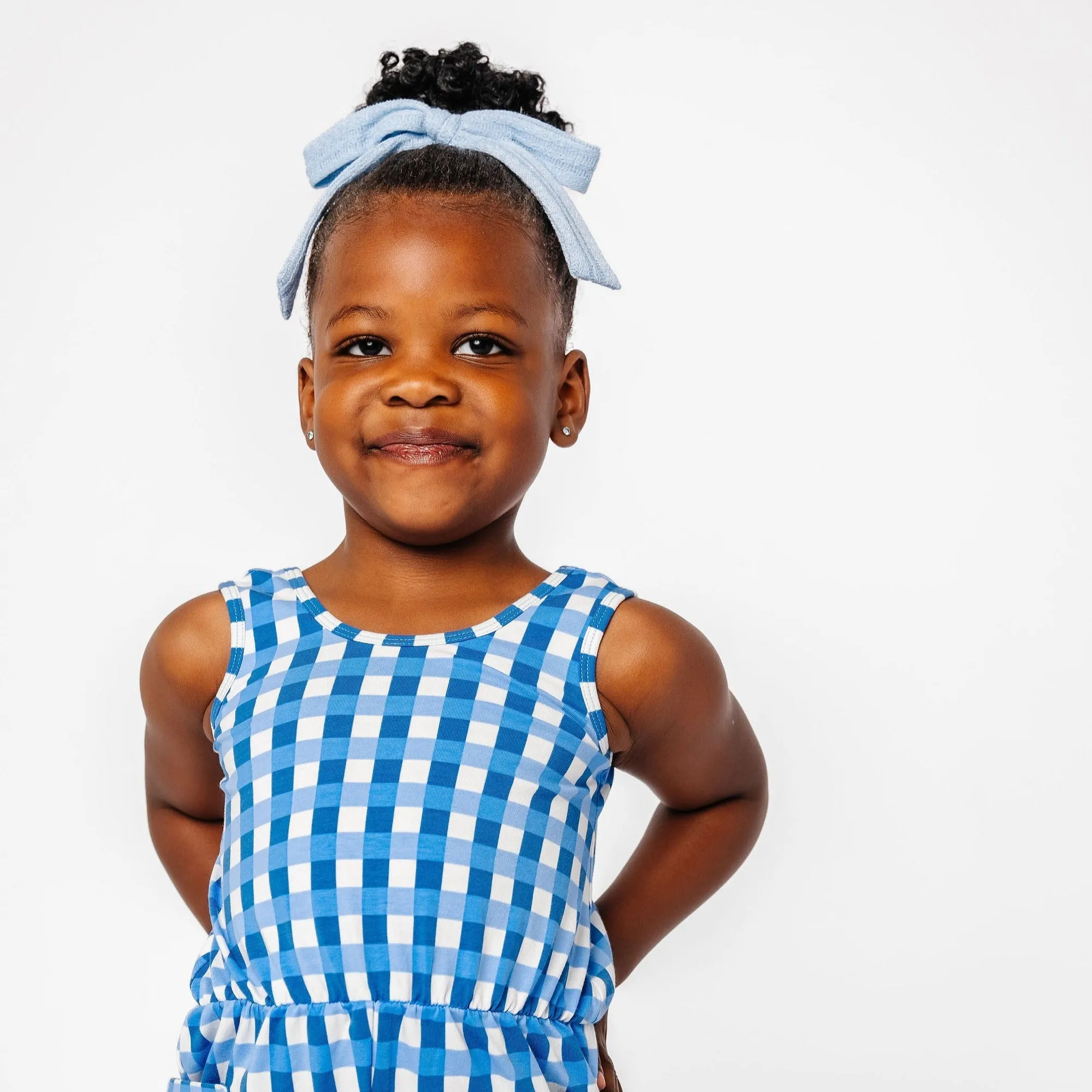 The Tank Shortie Jumpsuit in Blue Lattice