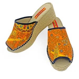 VIE Orange Modern Wedge Espadrilles