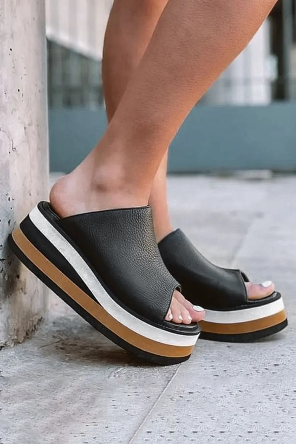 Womens' Platform Wedges Open Toe Summer Beach Slippers